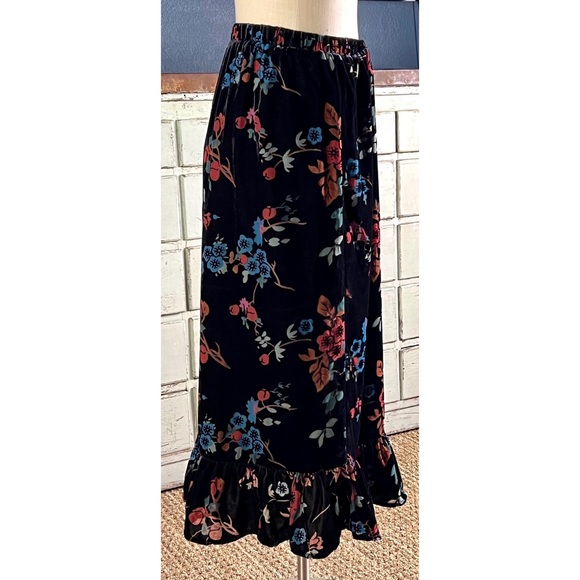 Anthropologie Othilia Willow Tiered Velvet Floral Romantic Midi Skirt NWT XS - Picture 8 of 12